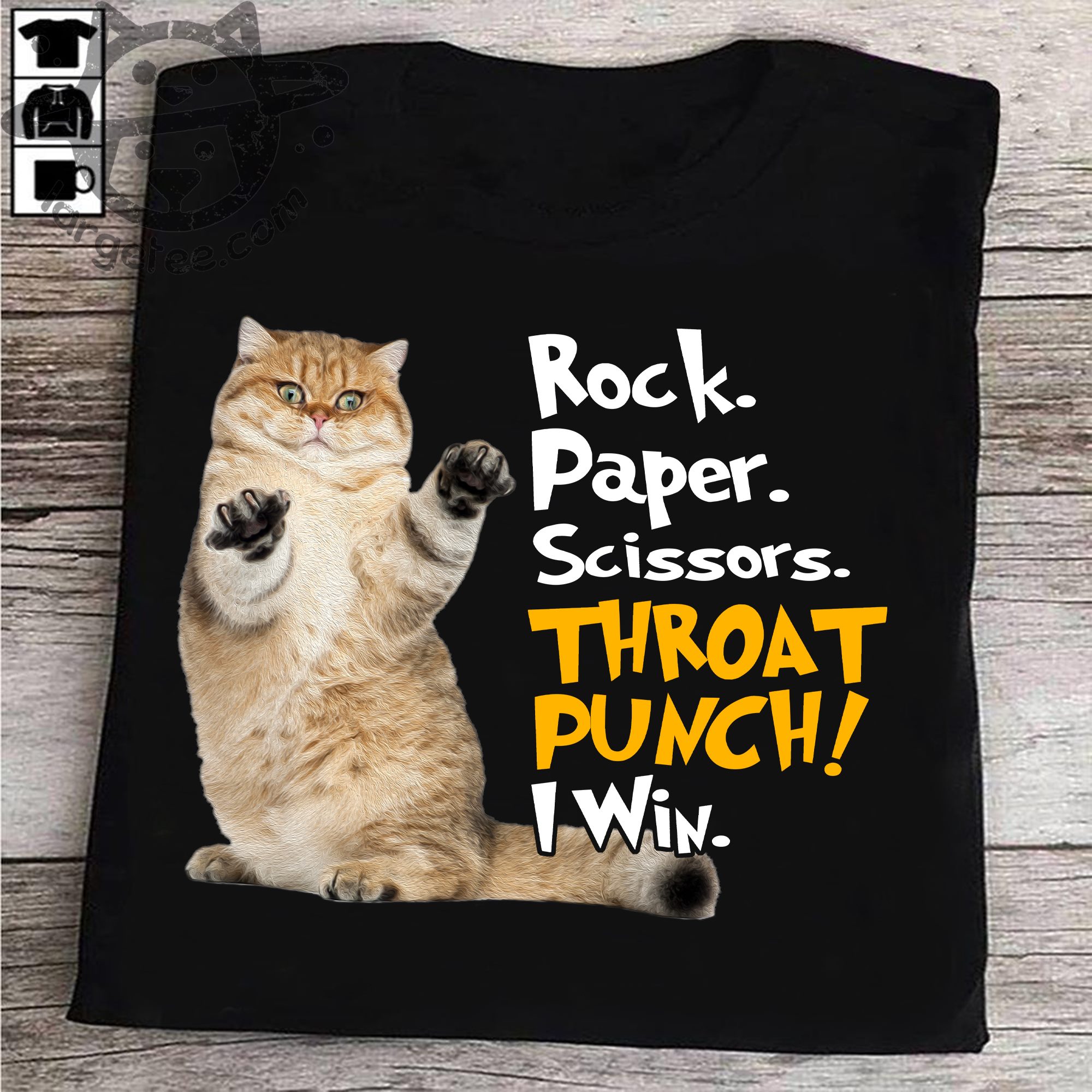 Rock paper scissors throat punch I win - Cat lover