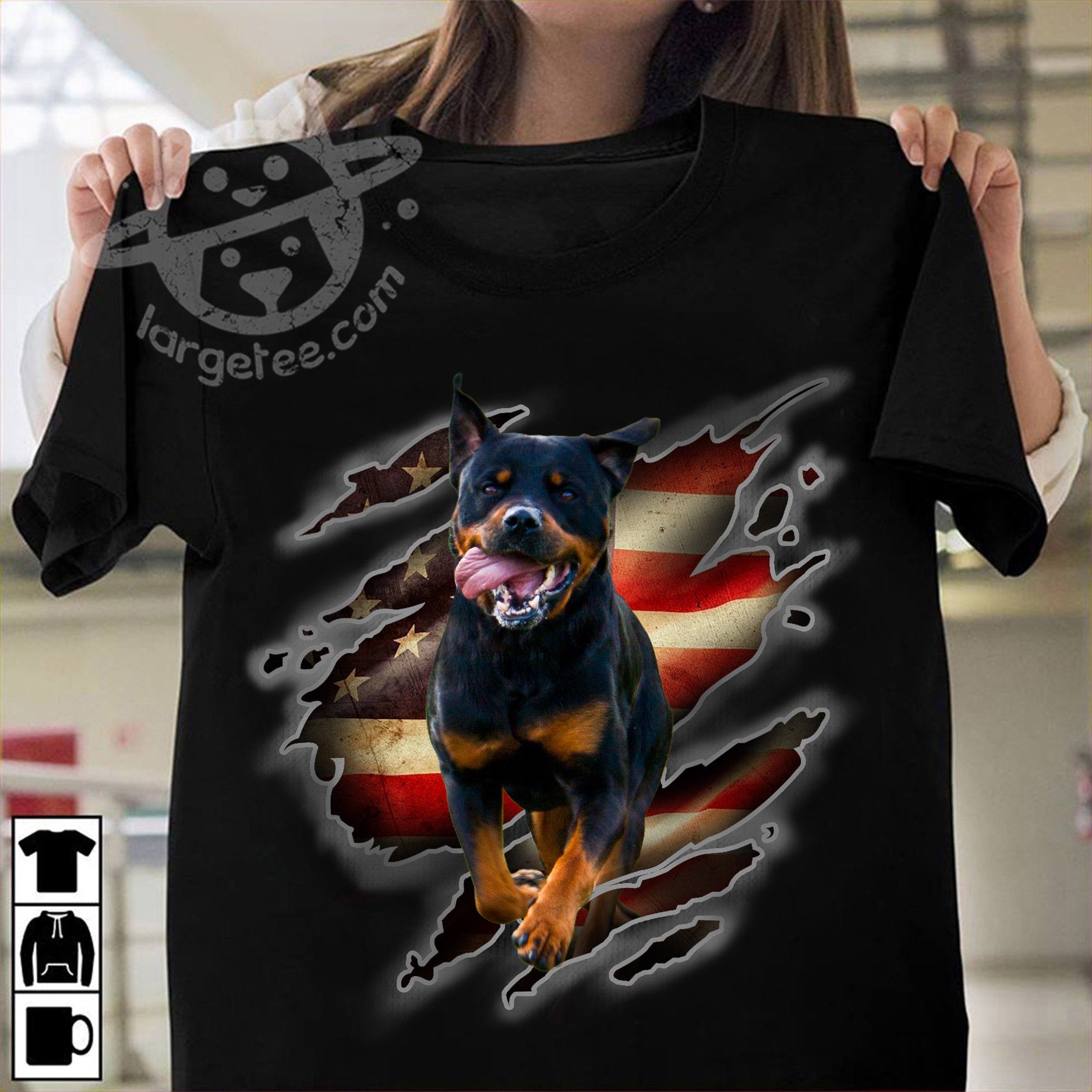 Rottweiler dog - Dog and america flag