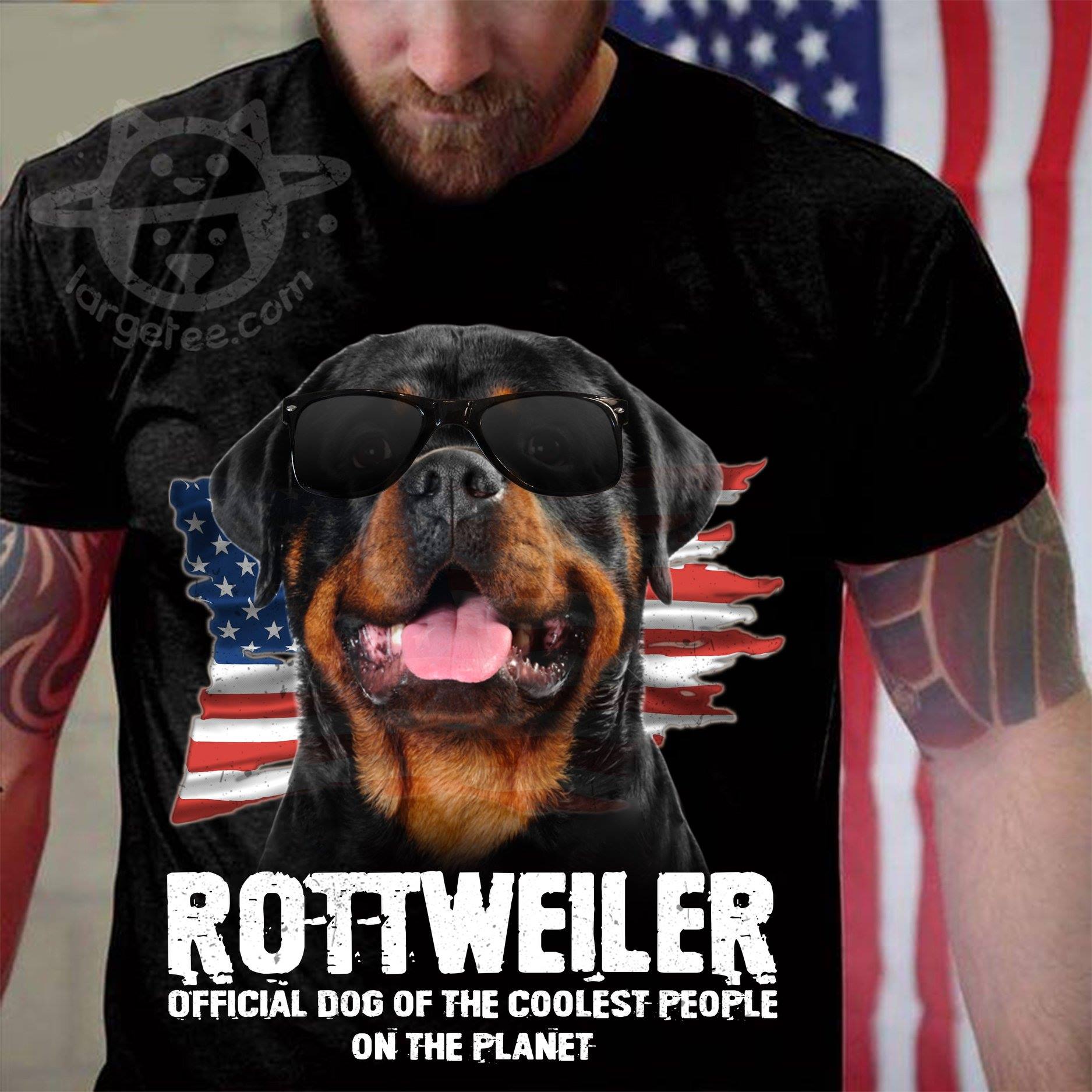 Rottweiler official dog of the coolest people on the planet - America flag