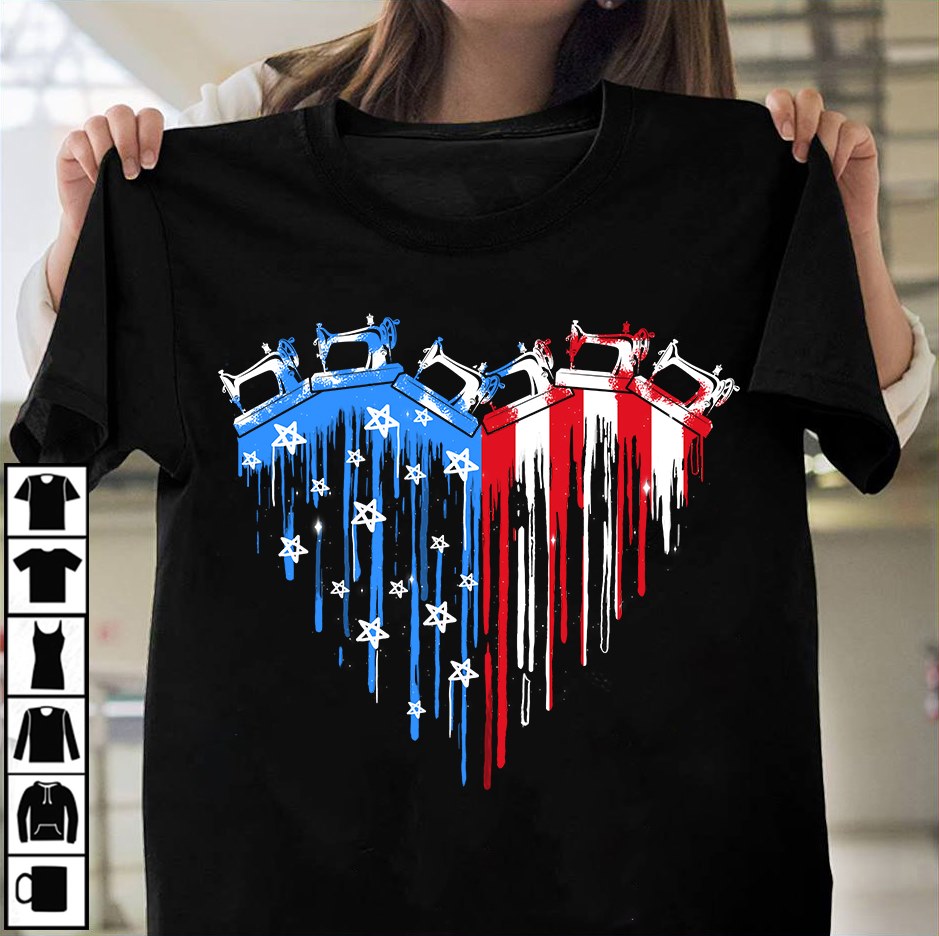 Sewing machine and America flag - Sewing lover