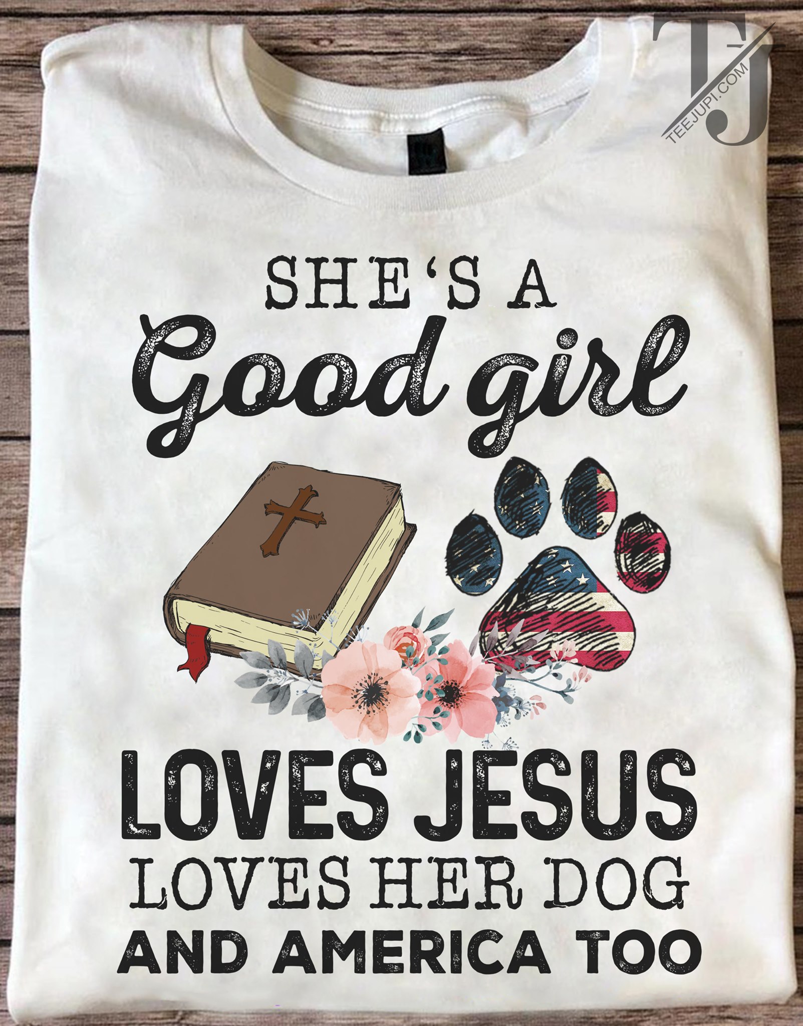 She's a good girl loves Jesus loves her dog and America too - Book lover