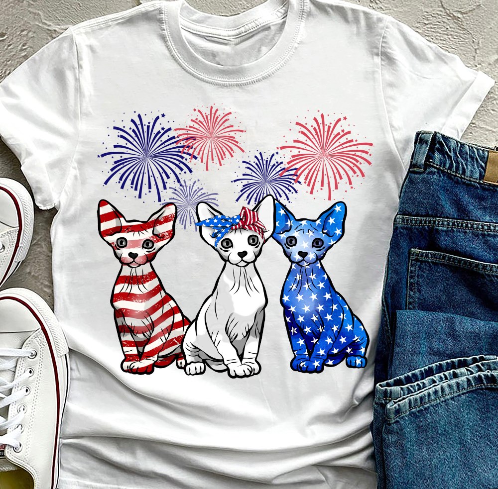 Sphynx cat - cat lover, America flag