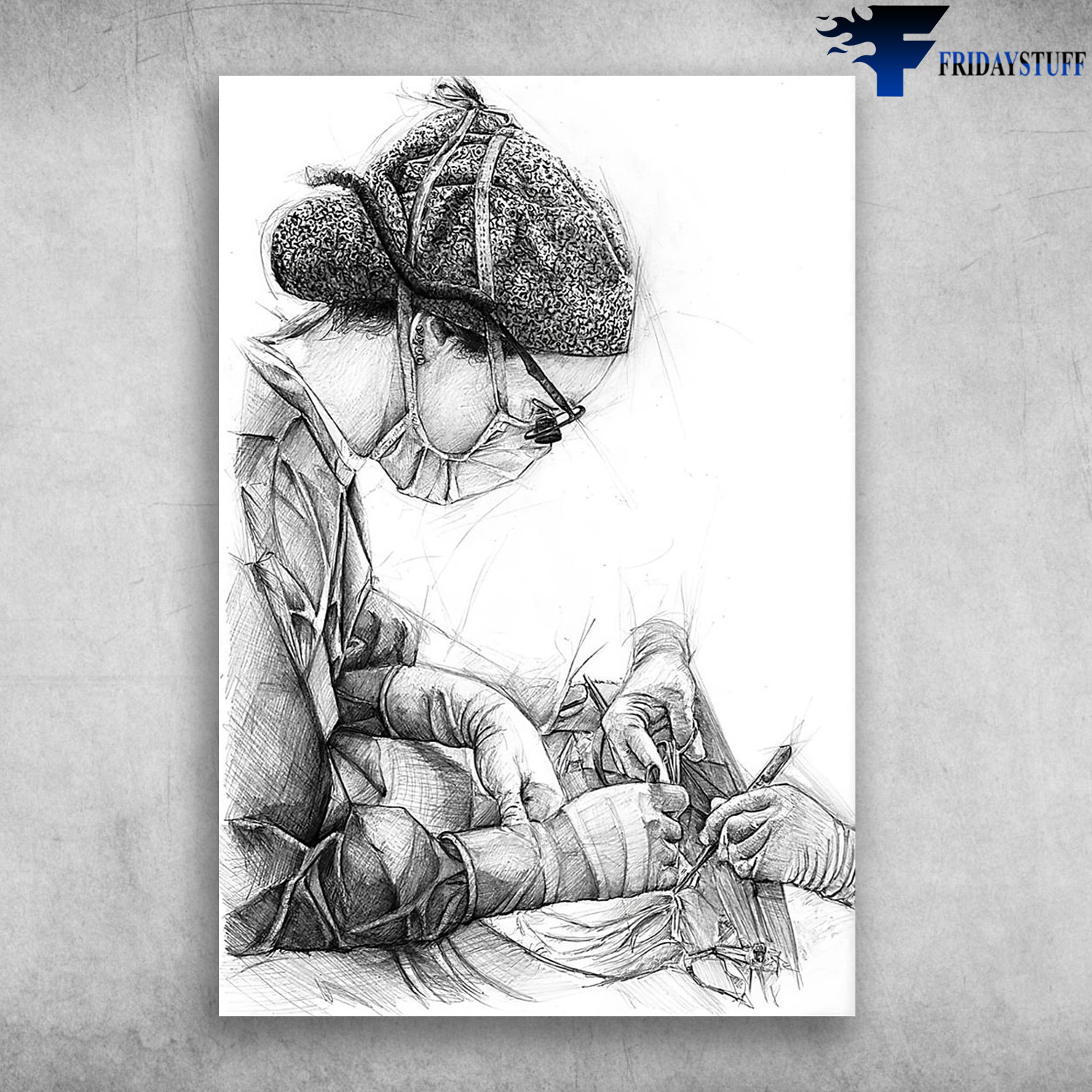 Surgeon Surgery Art Drawing, Gift Decor A Surgery