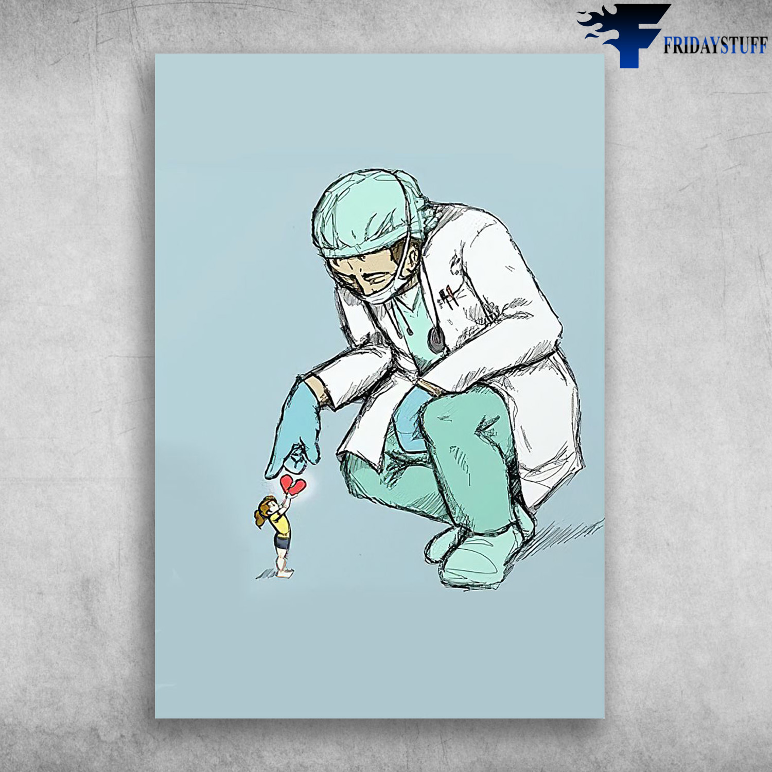 Surgeon with child heart love gifts