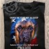Under the stars not all sleep salute those who defend on freedom - Pug dog and America flag