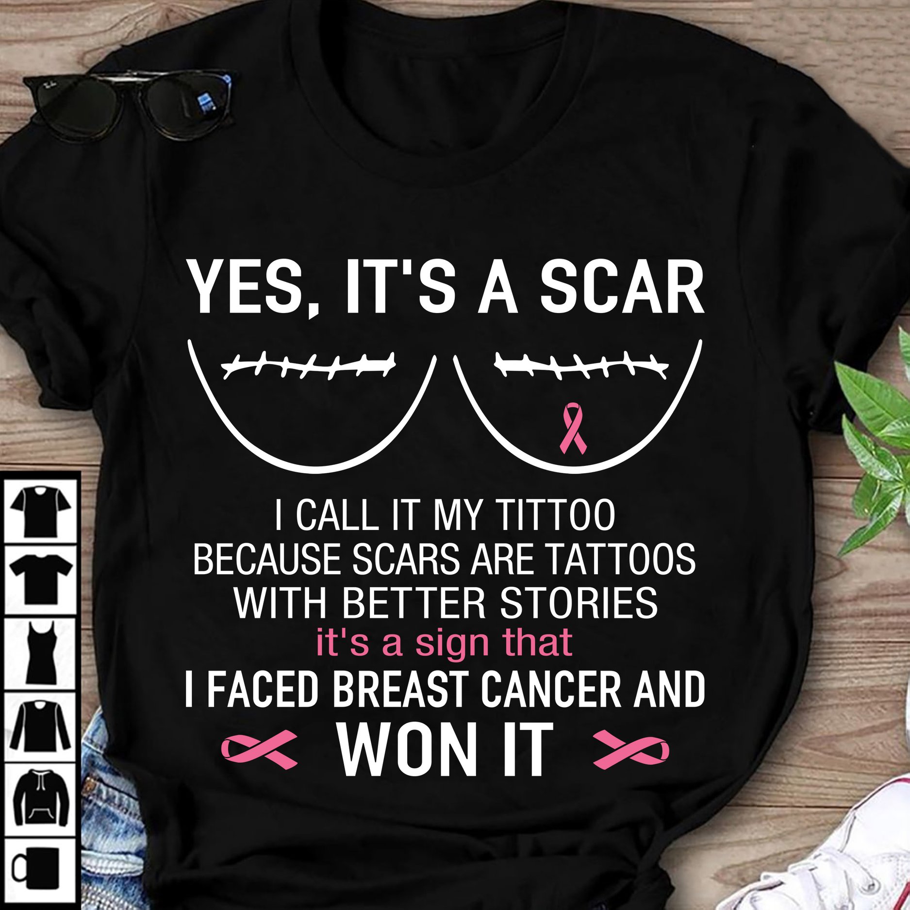 Yes, It's a scar I call it my tittoo because scars are tattoos - Breast cancer awareness