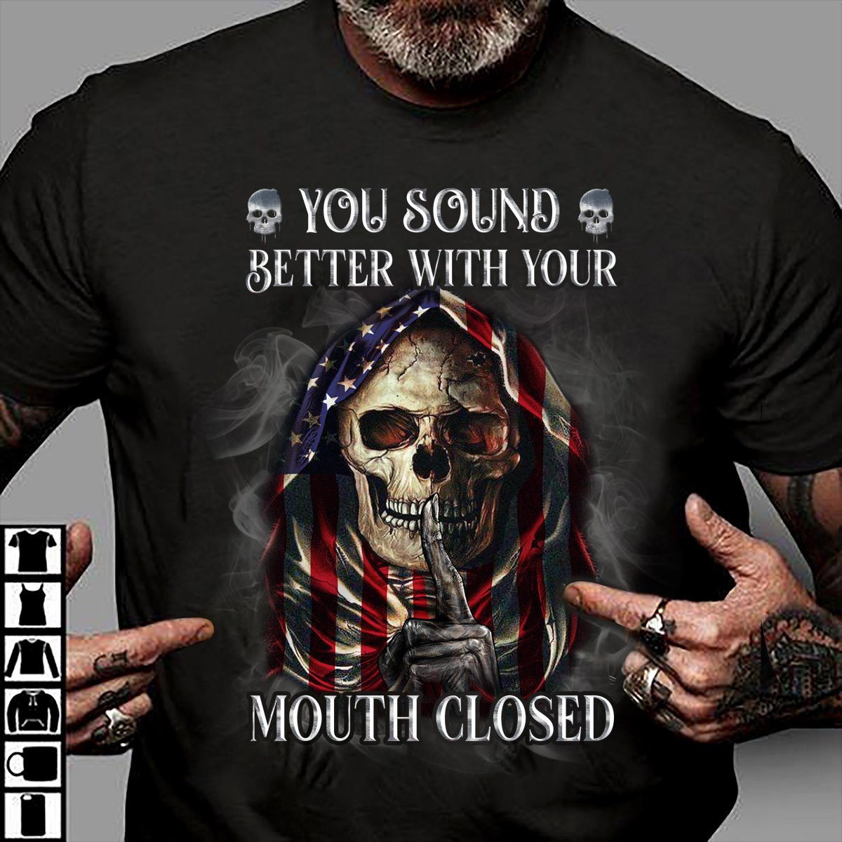 You sound better with your mouth closed - Silence evil, America flag