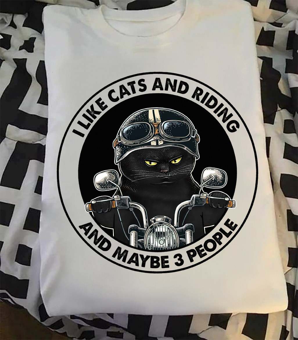 Black Cat Riding Motorcyvle - I like cats and riding and maybe 3 people