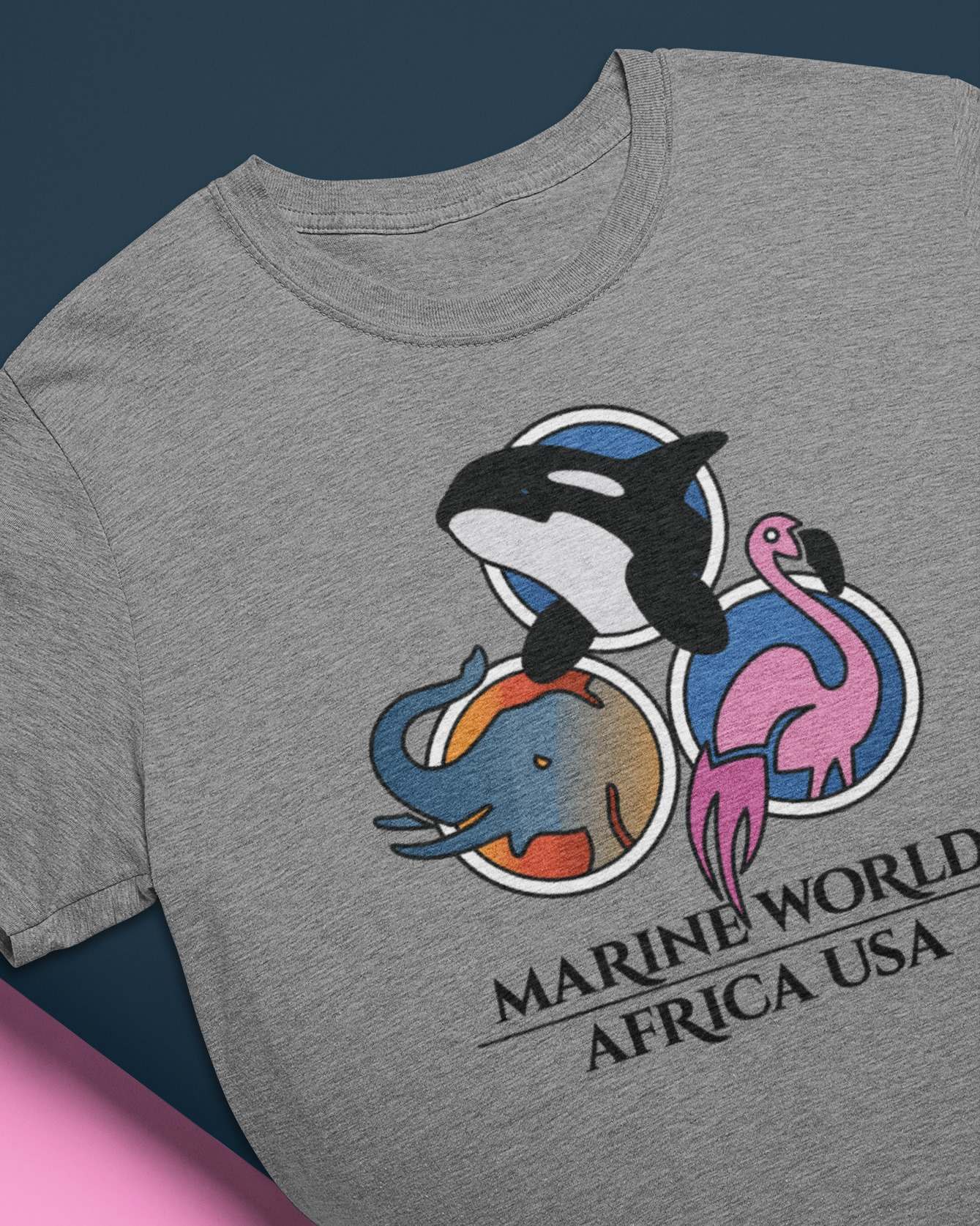 Dolphin Flamingo Elephant - Marine World Afica USA
