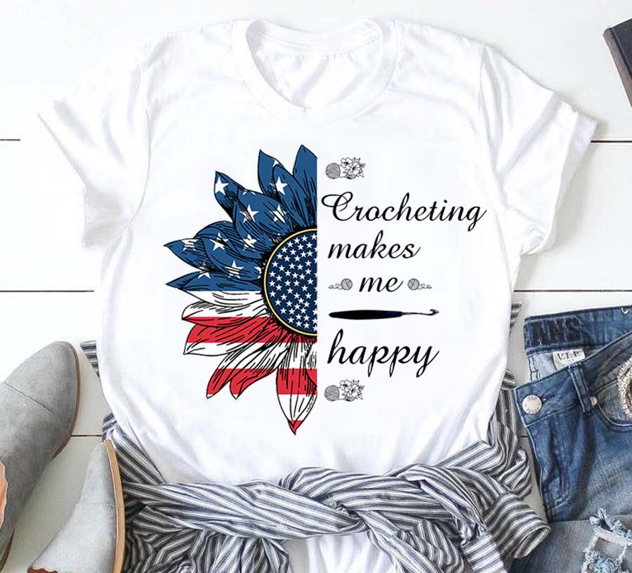 Sunflower America Flag - Crocheting makes me happy