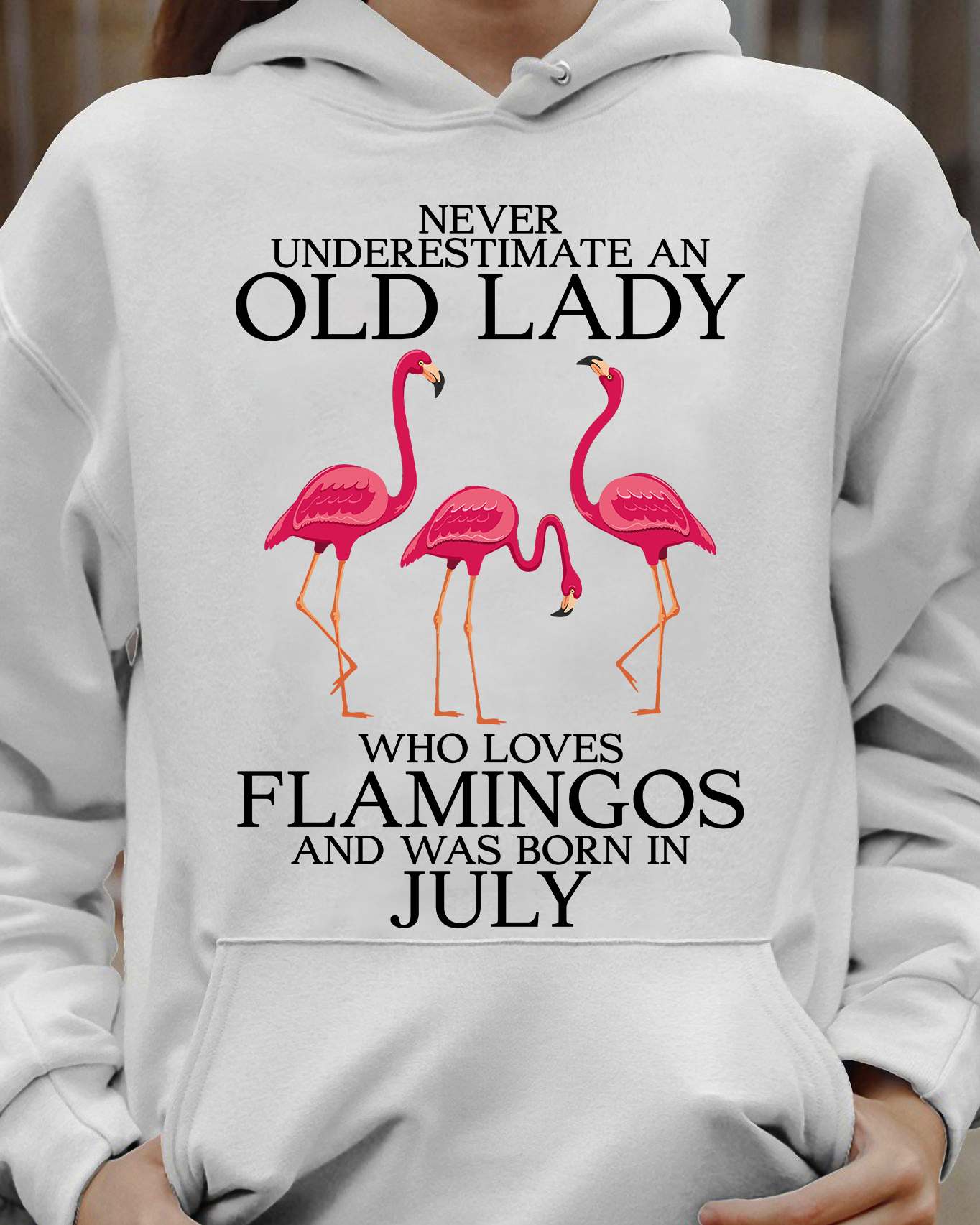 July Birthday Flamingo Girl - Never underestimate an old lady who loves flamingos and was born in july