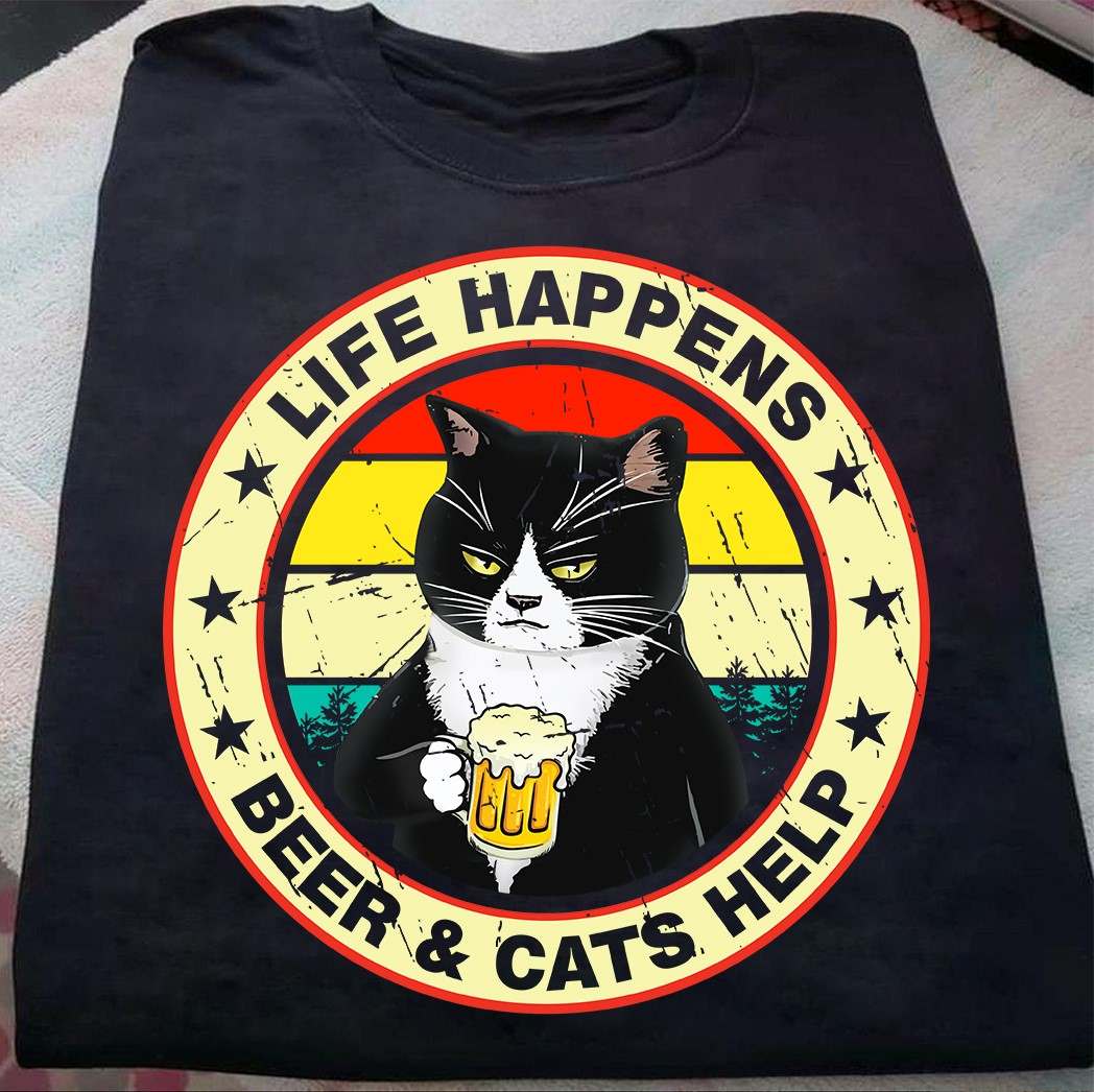 Beer Cat - Life happens beer &cats help