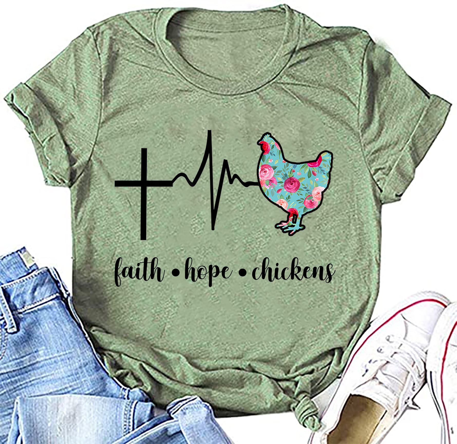 God's Cross And Chicken – Faith, hope, chicken