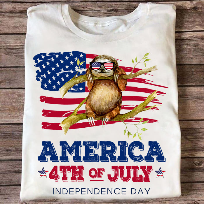 Sloth And America Flag – America 4th of July, Independence day
