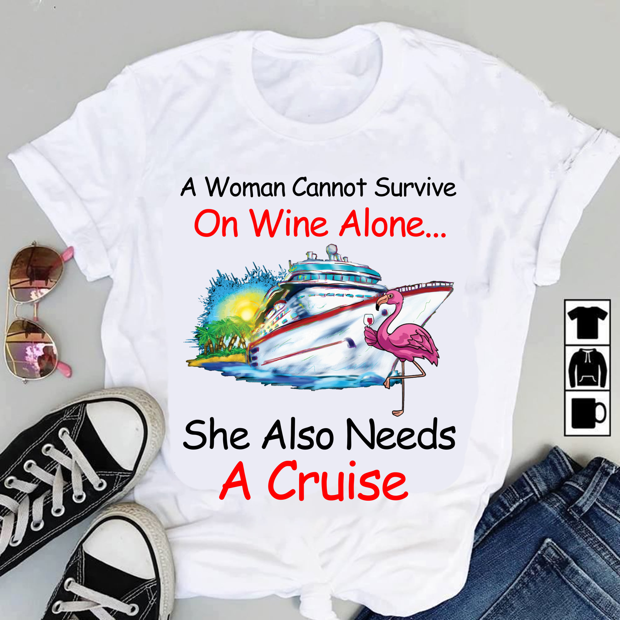 A woman cannot survive on wine alone she also needs a cruise - Flamingo and cruising