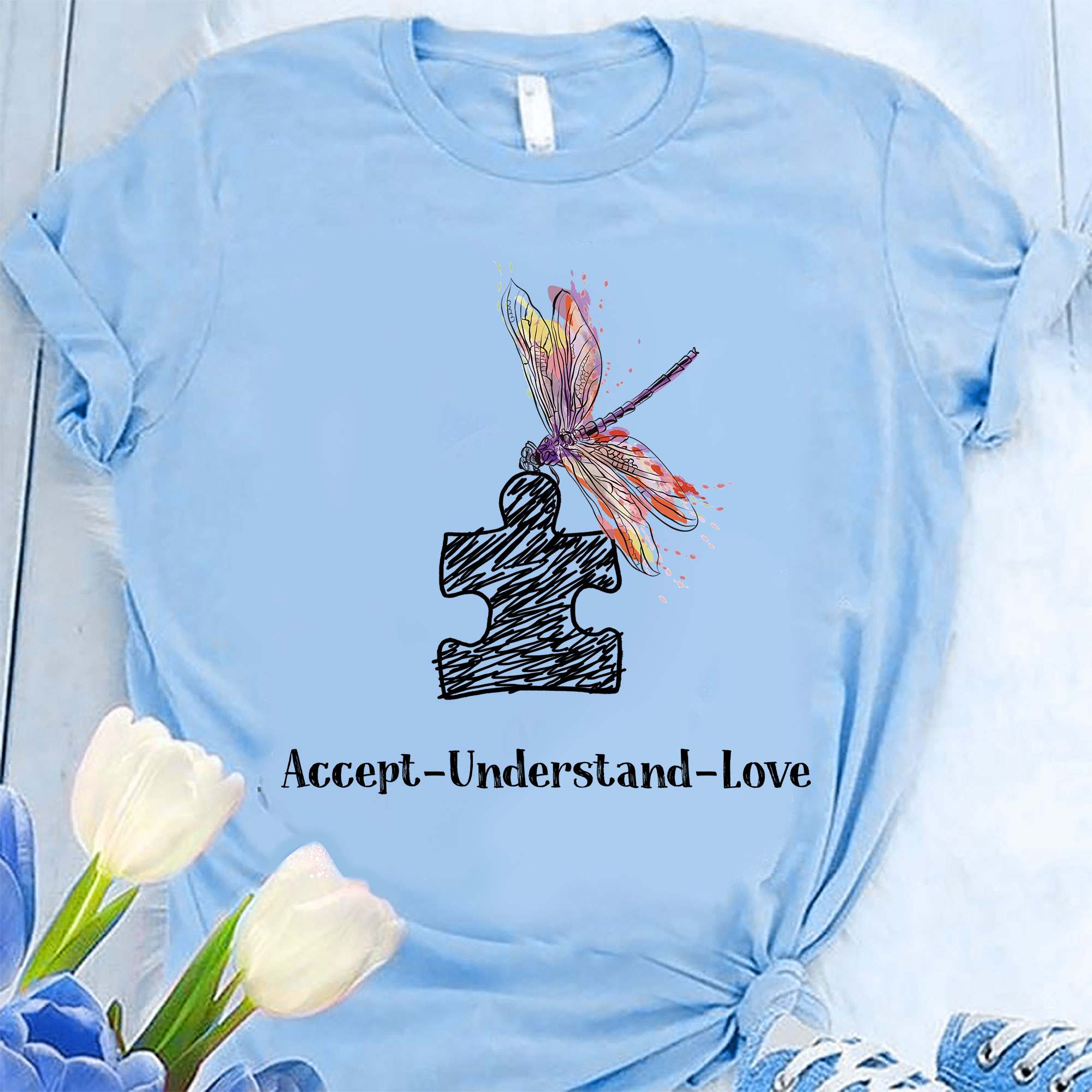 Accept understand love - Autism awareness, dragon fly