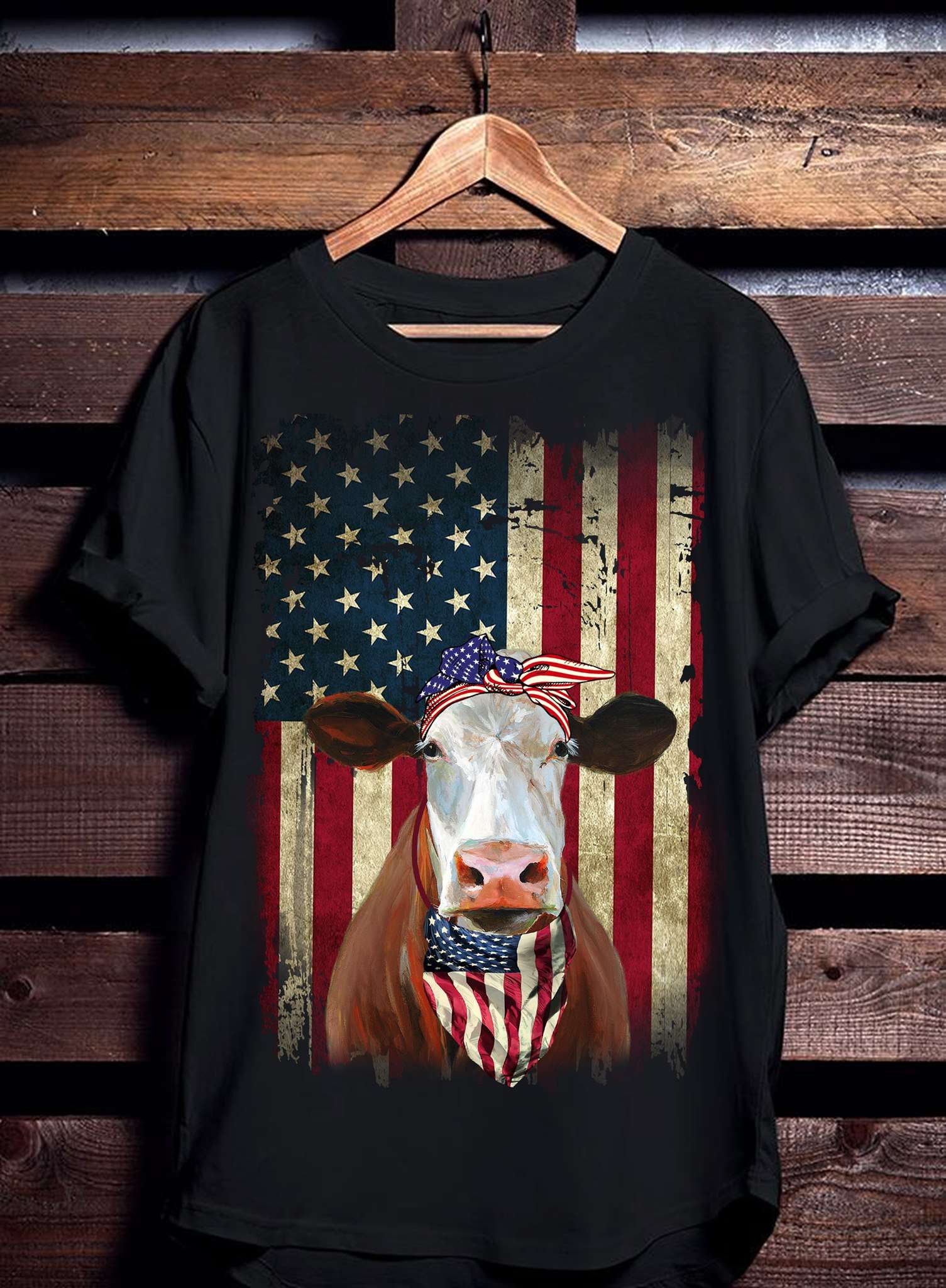 America cow - America independence day, America flag
