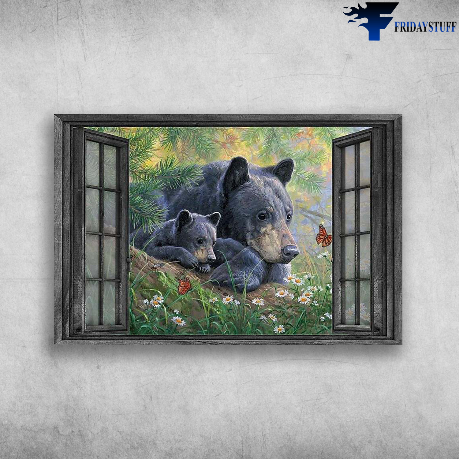 Bear Family Outside The Window