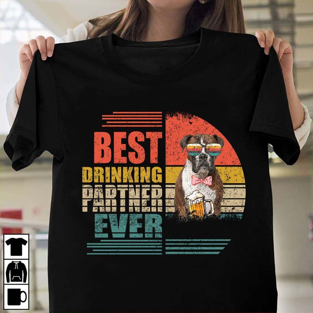 Best drinking partner ever - Boxer breed dog, dog and beer