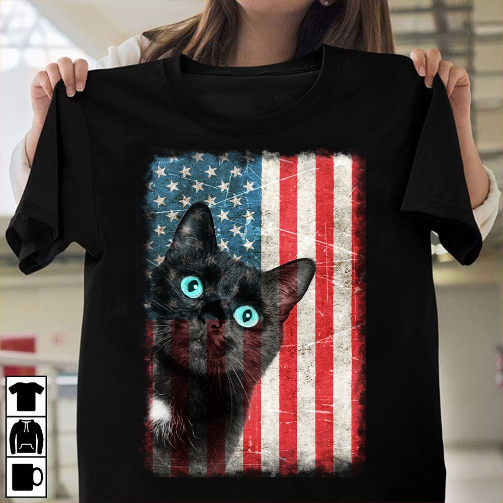 Black cat - Cat lover, America independence day