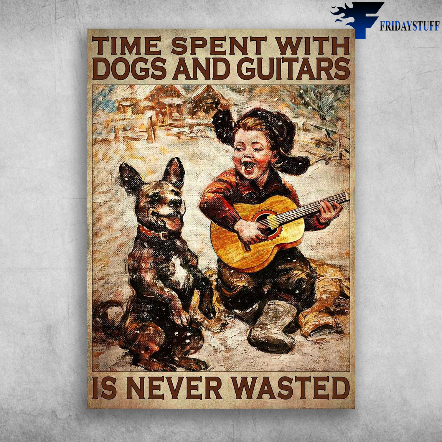 Boy Guiter Dog - Time Spent With Dogs And Guitars, Is Never Wasted