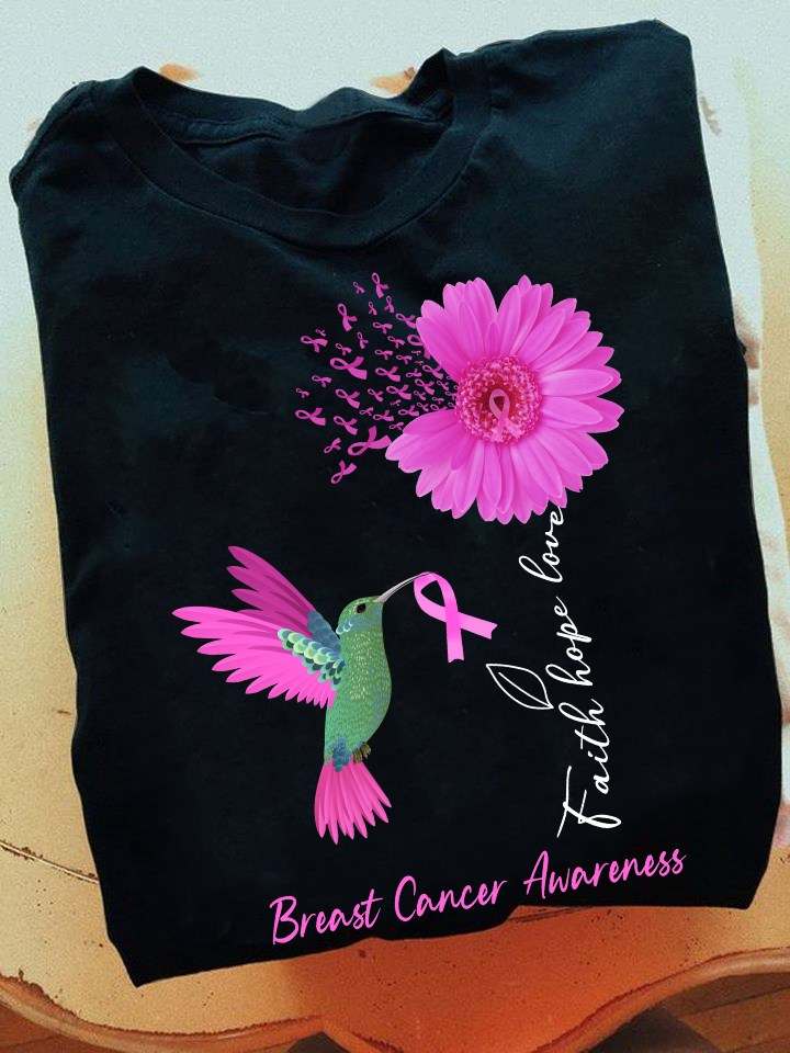 Breast cancer awareness, faith hope love - Hummingbird lover