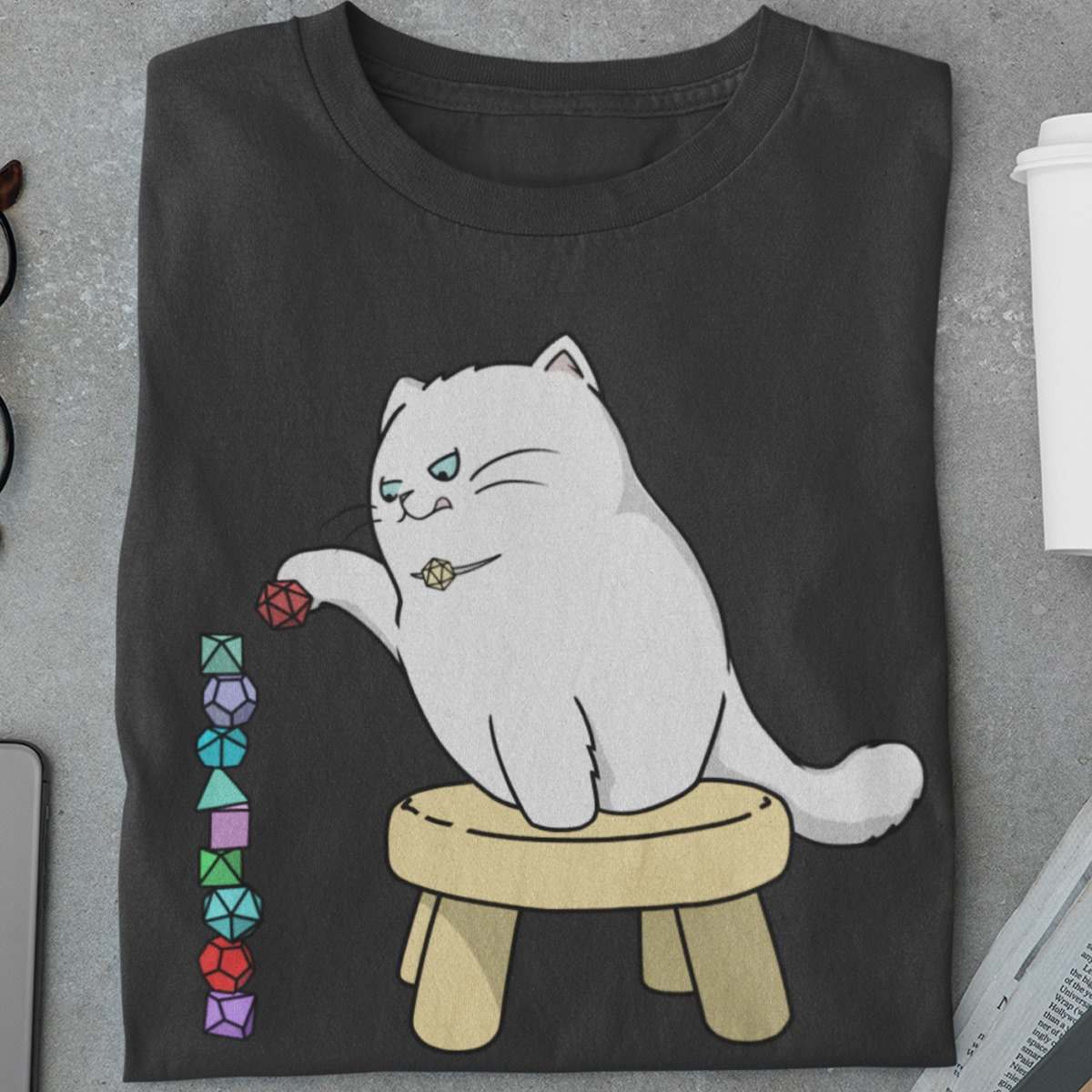 Cat and dice - D&d game, T-shirt for cat lover