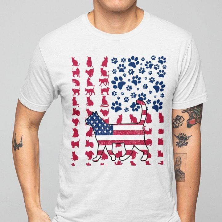 Cat paws, cat lover - America independence day, T-shirt for cat lover