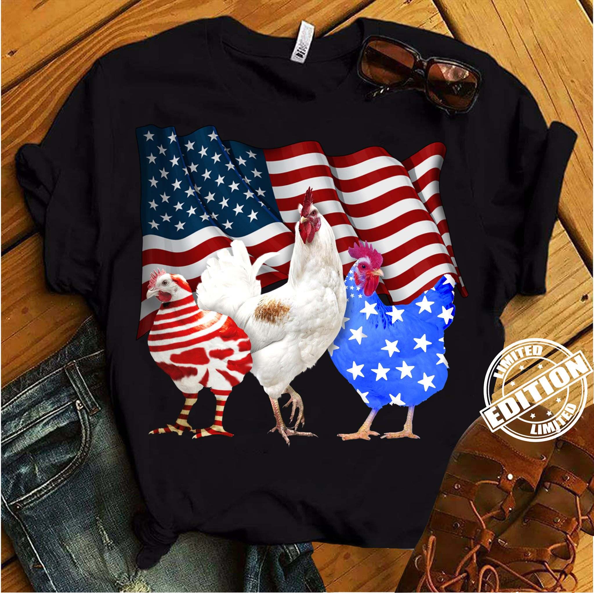Chicken America flag - America independence day, Chicken lover