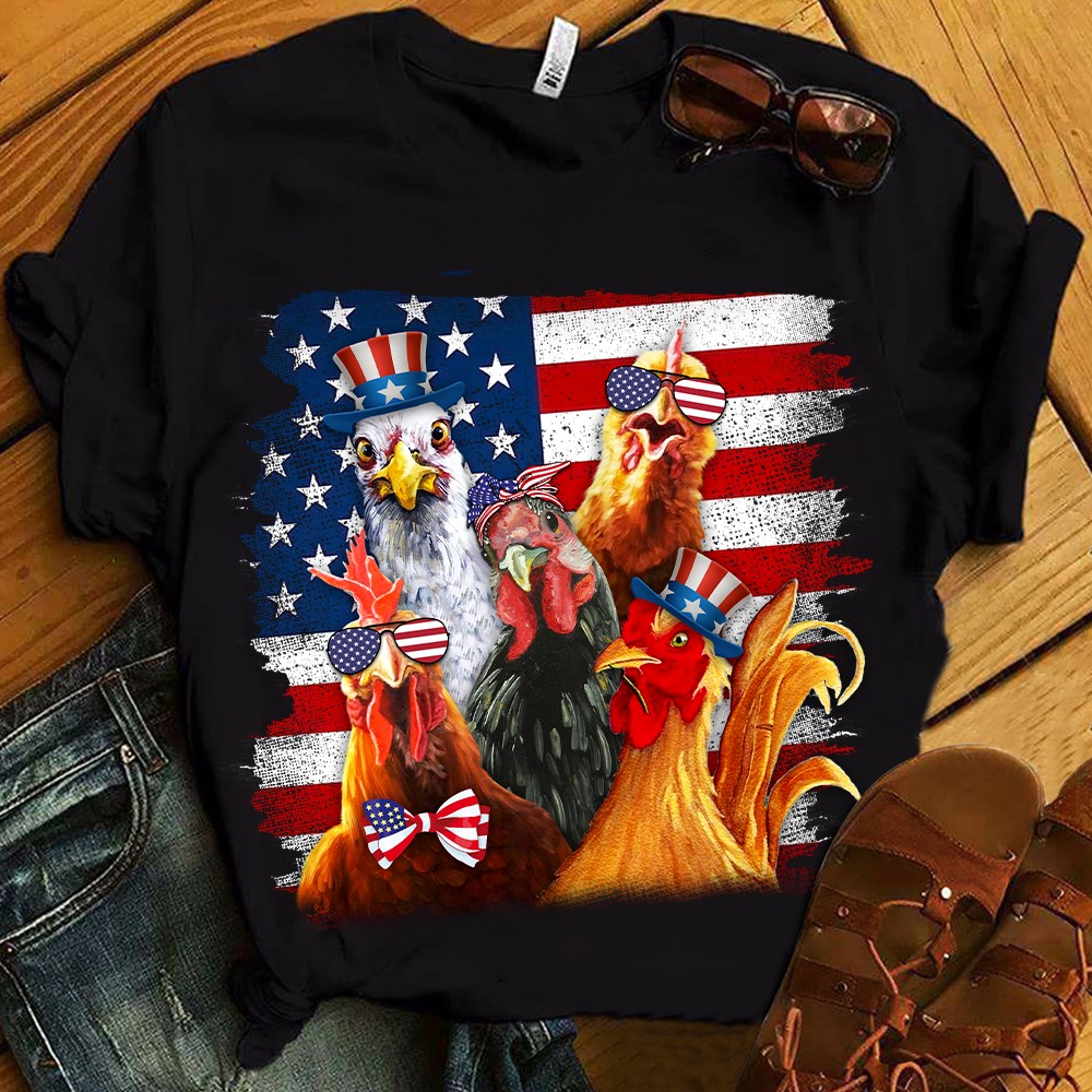 Chicken and America flag - Chicken lover, independence day