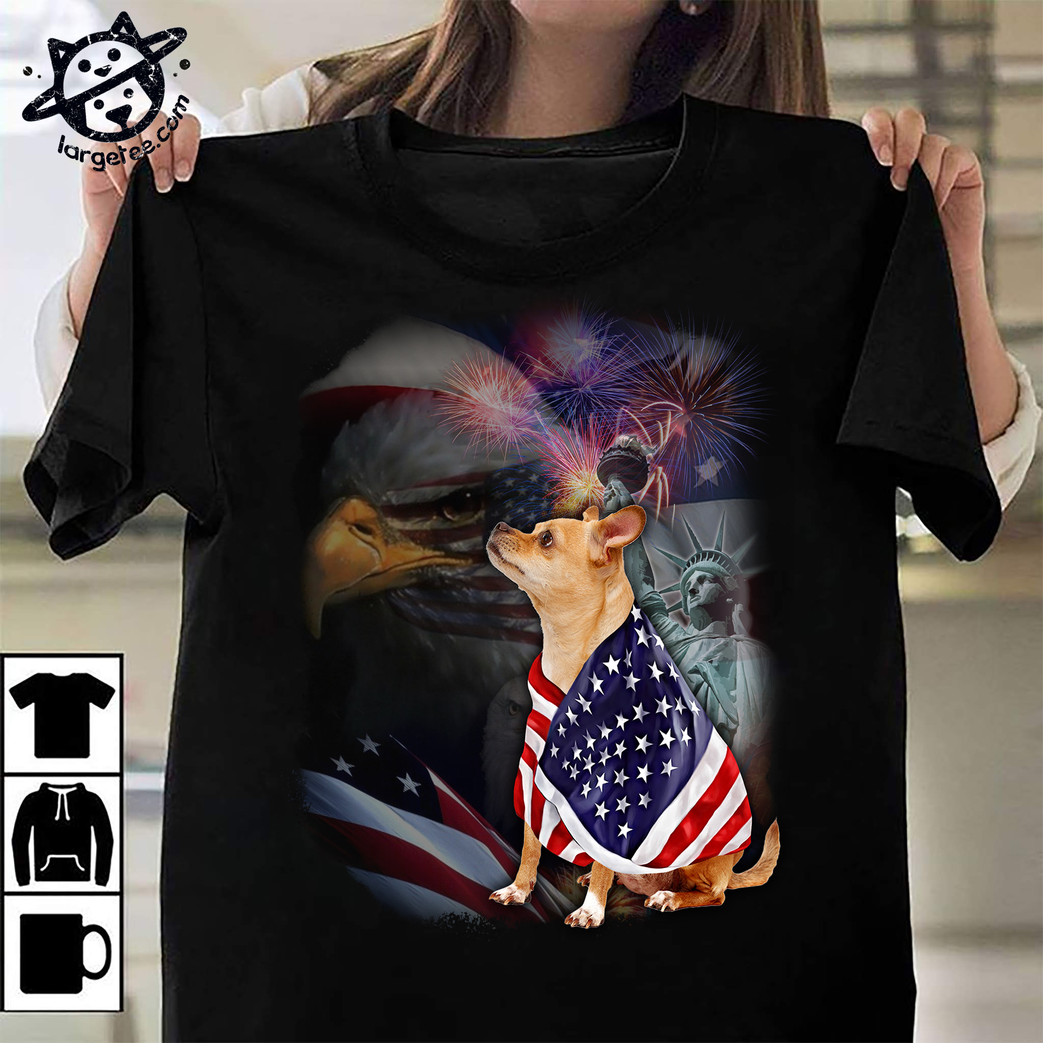 Chihuahua dog with America flag - The independence day, dogs lover