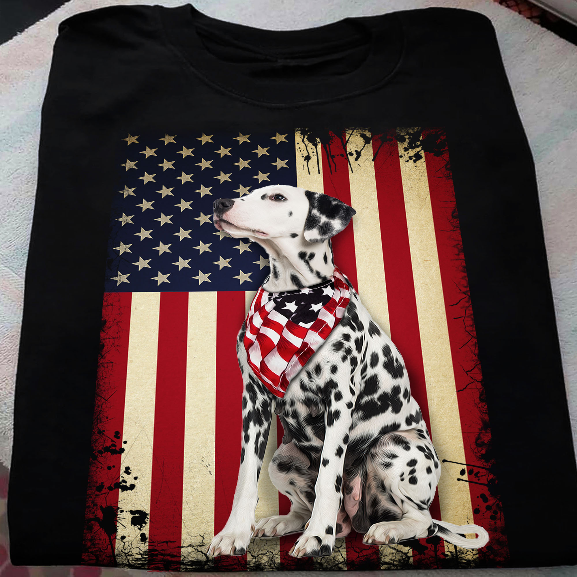 Dalmatian dog and America flag - Dog lover