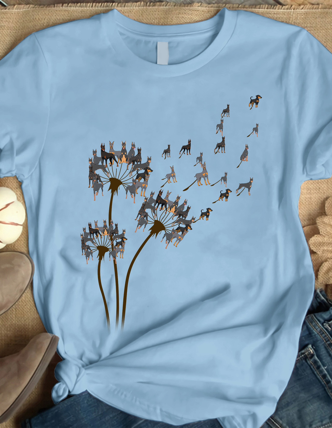 Dobermann dog - Dog lover, dandelion flower