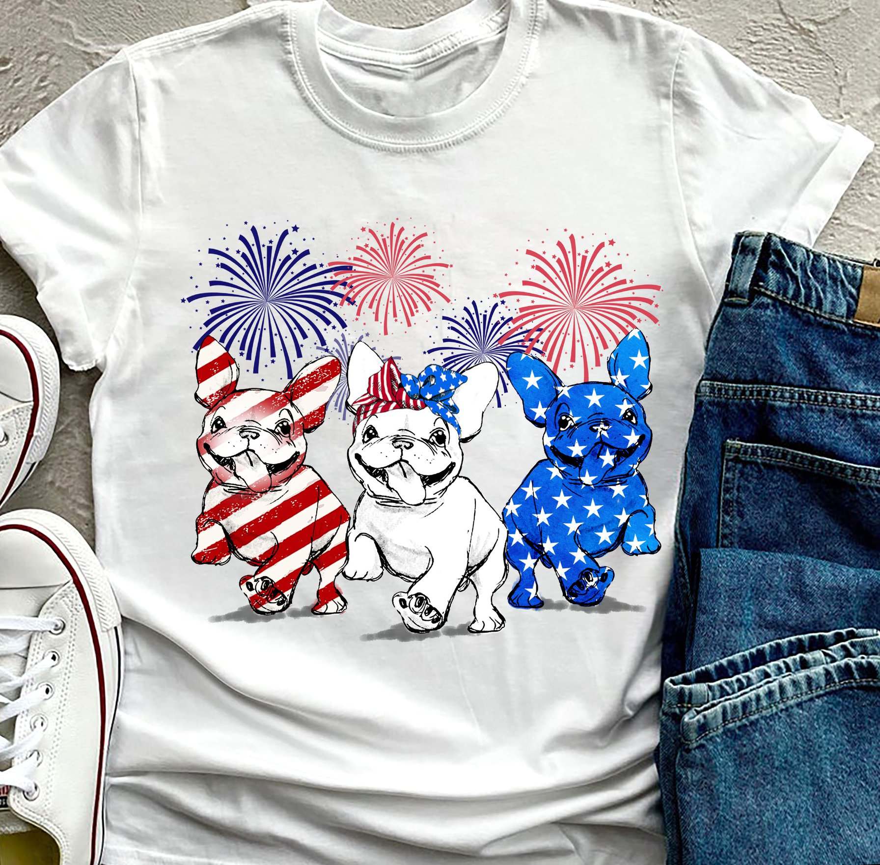 Frenchie dog - America independence day, America flag