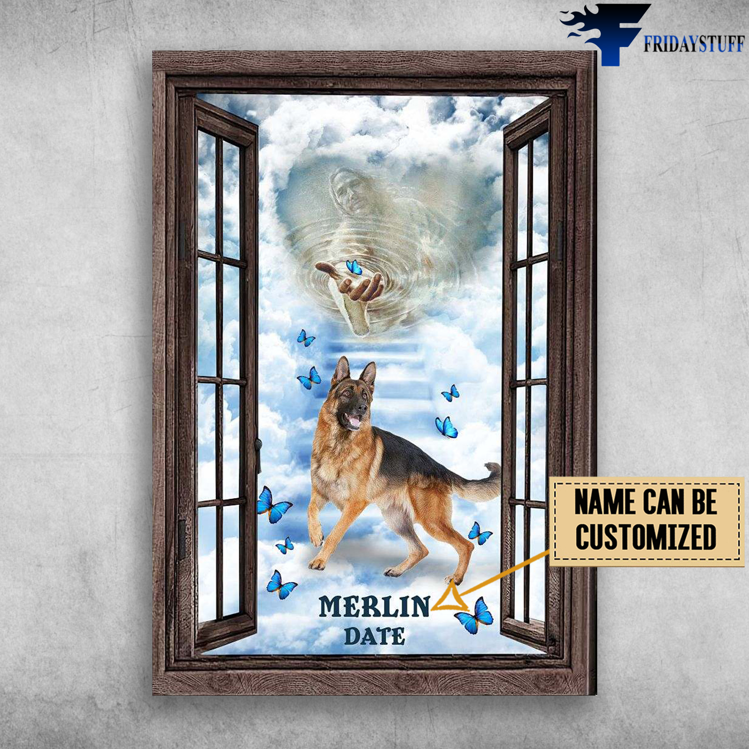 German Shepherd Heaven, German Shepherd Window, God Dog Butterfly