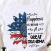 Happiness is being a great grandma - America flag sunflower