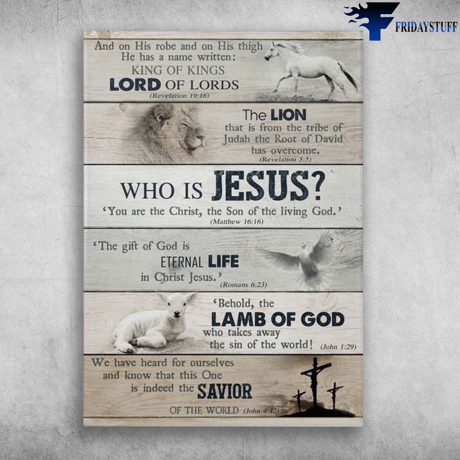 Horse And Dove, Lion And Lamb, Jesus Cross - And On His Robe, And On His Thigh, He Has A Name Writter, King Of King, Lord Of Lord, The Lion, Who Is Jesus, Lamb Of God, Savior Of The World