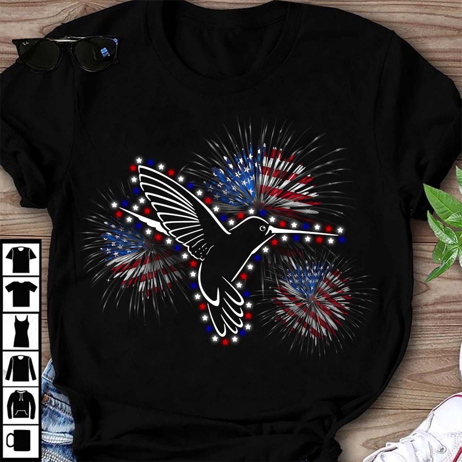 Hummingbird and America flag - America independence day