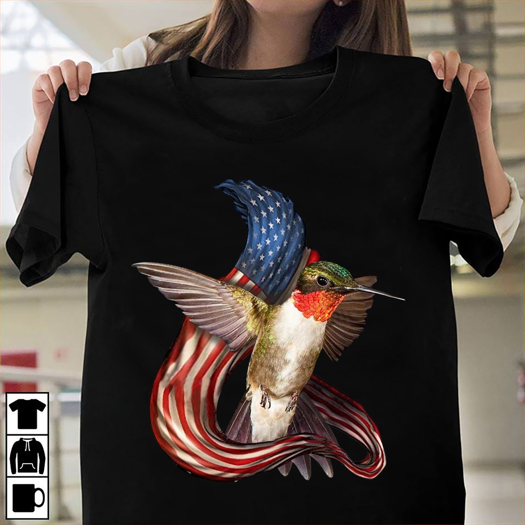 Hummingbird with america flag - The independence day