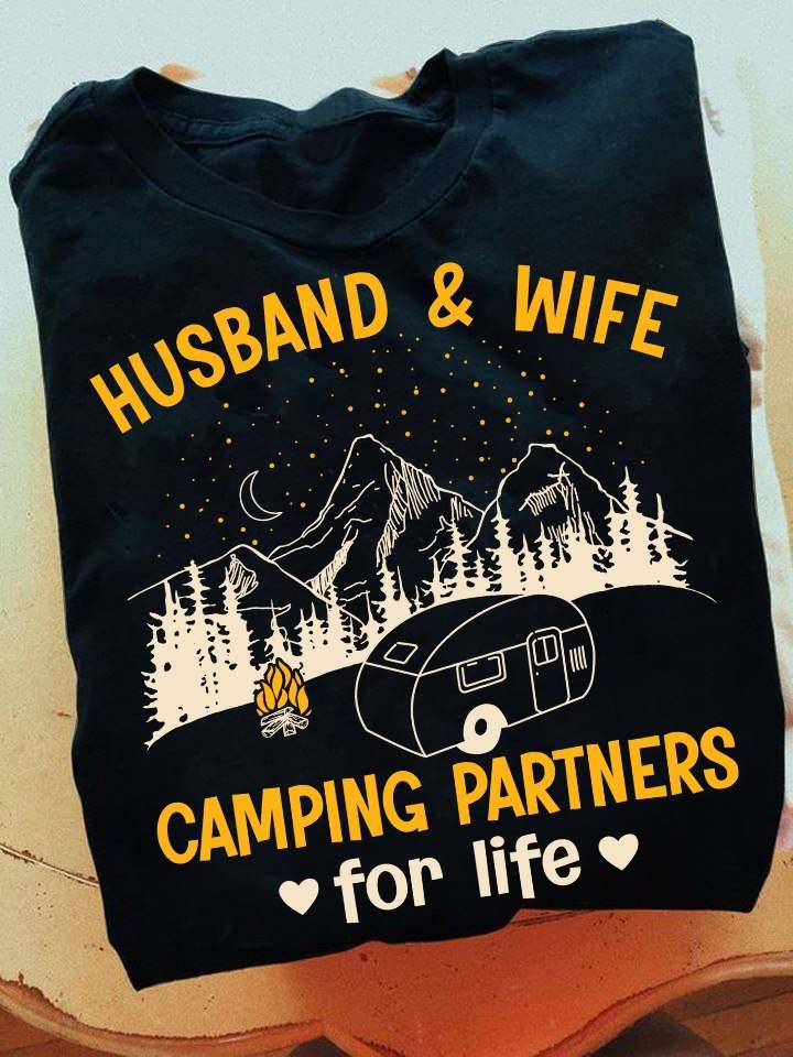 Husband and wife camping partners for life - Love camping in the wood