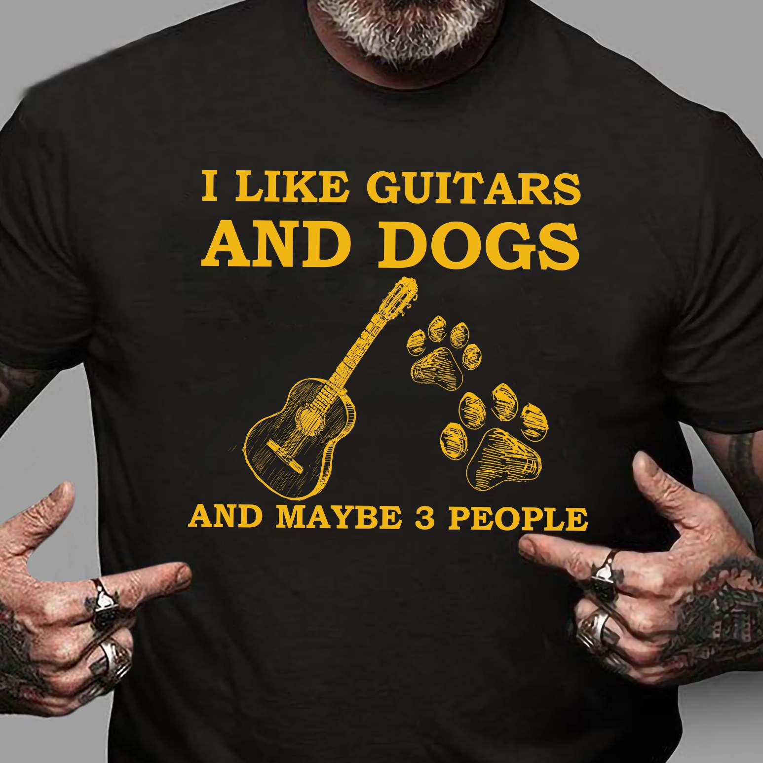 I like guitars and dogs and maybe 3 people