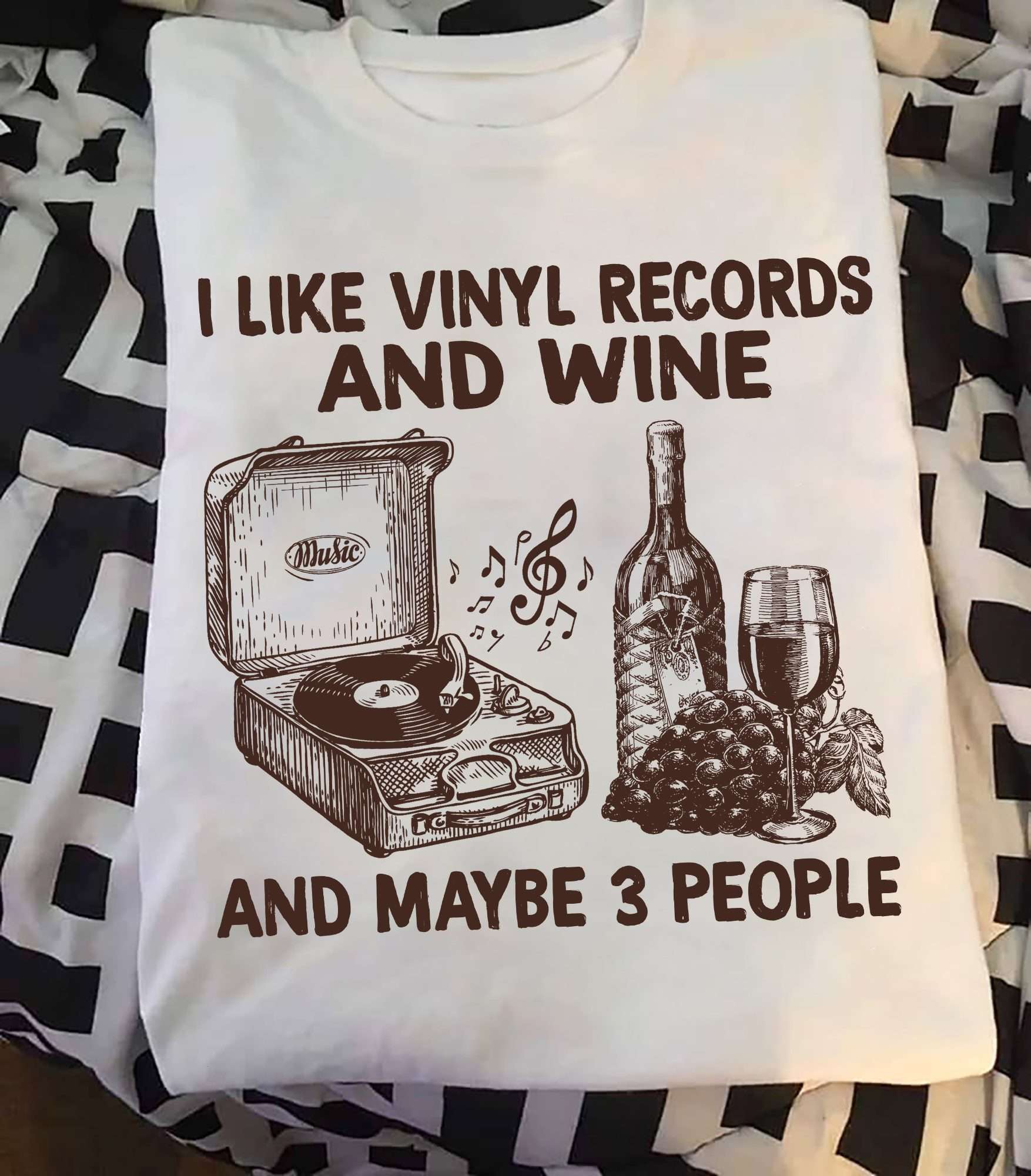I like vinyl records and wine and maybe 3 people - Wine lover