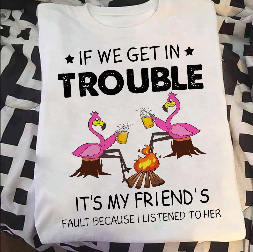 If we get in trouble it's my friend's fault because I listened to her - Beer flamingo