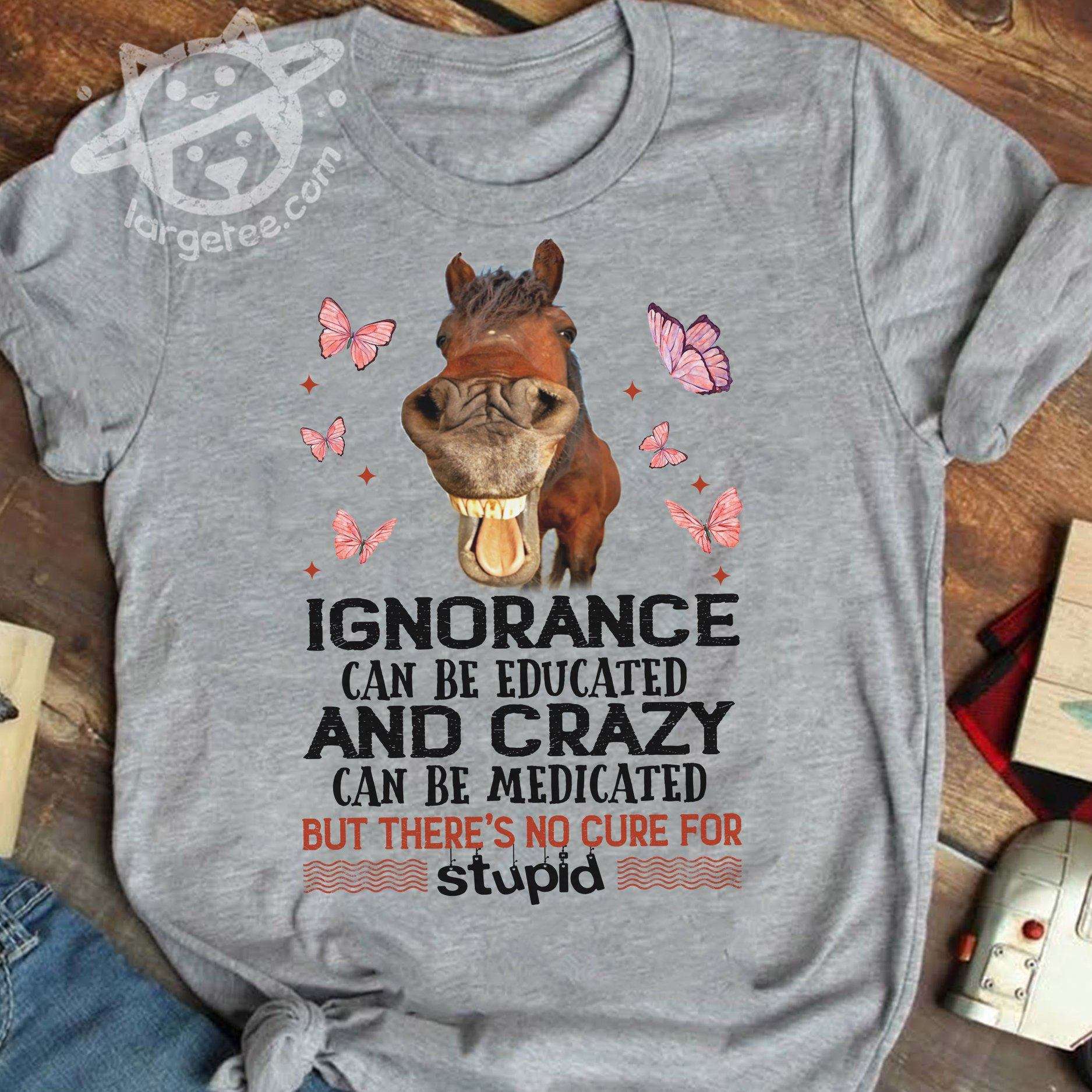 Ignorance can be educated and crazy can be medicated but there's no cure for stupid - Ignorance horse