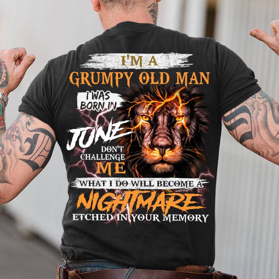 I'm a grumpy old man I was born in June don't challenge me - Lion and old man