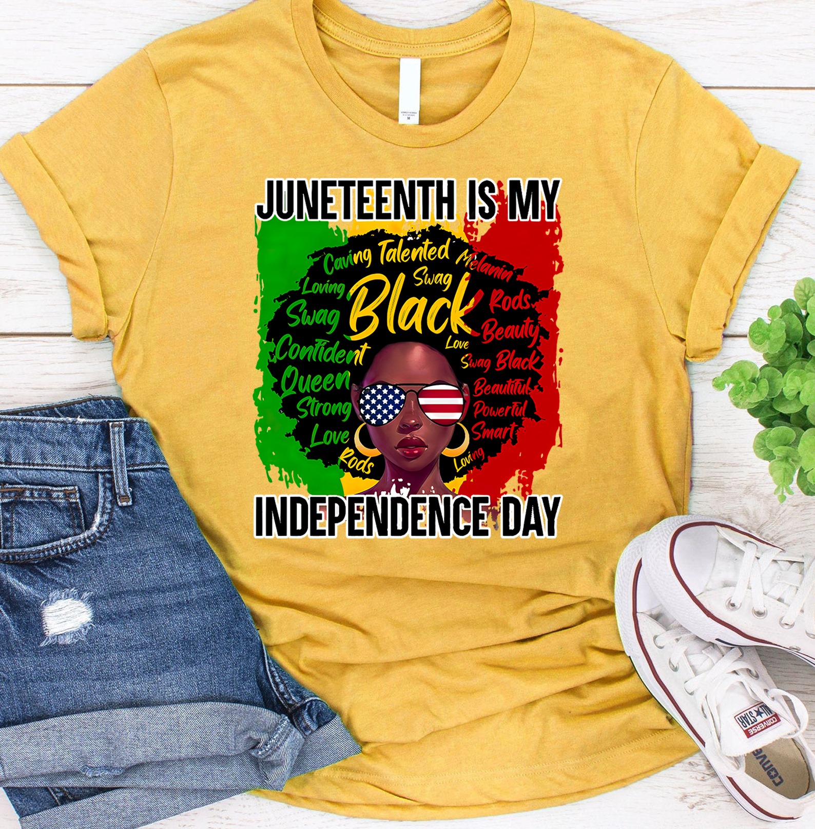 Juneteenth is my independence day - Black woman, America flag