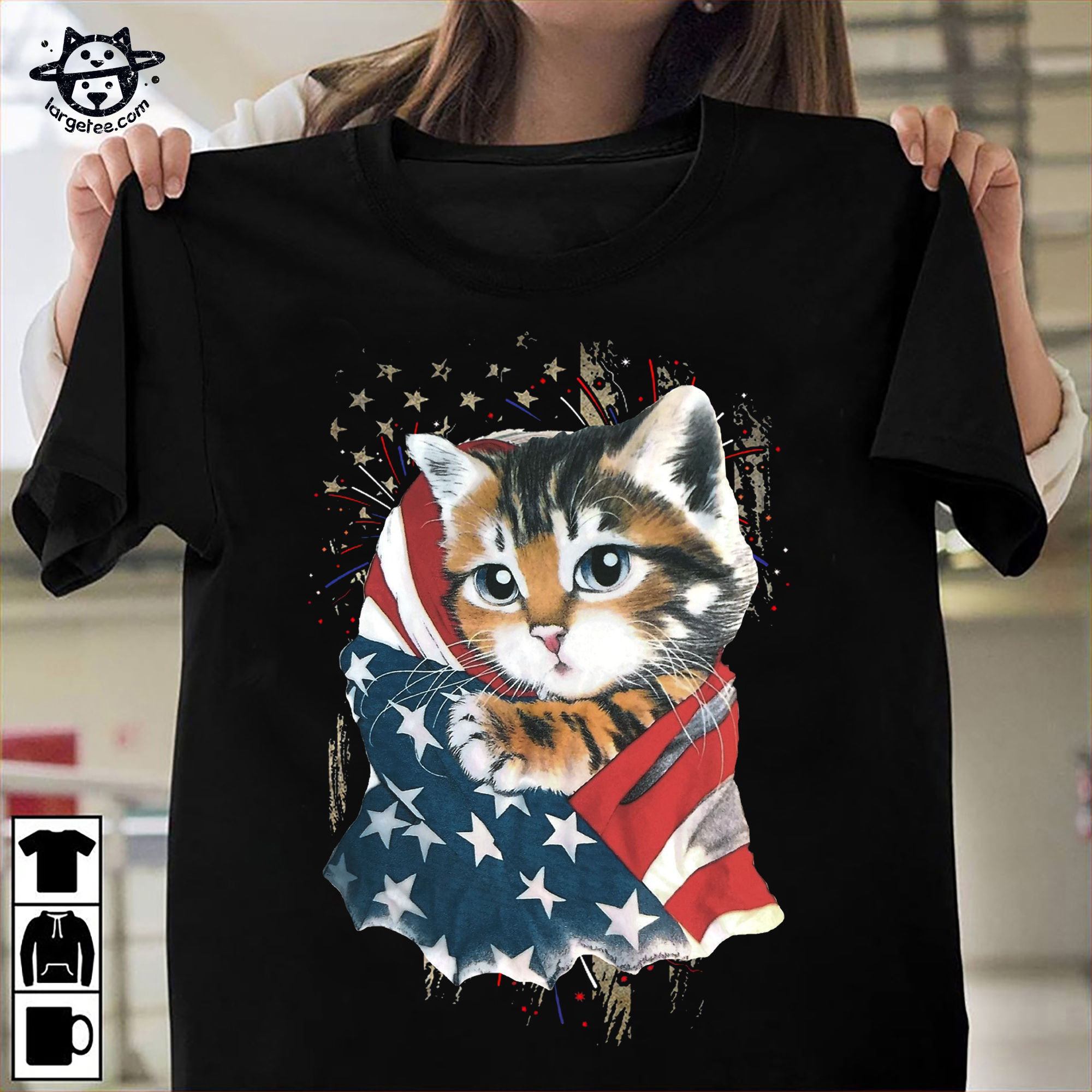 Kitty cat and America flag - Cat lover