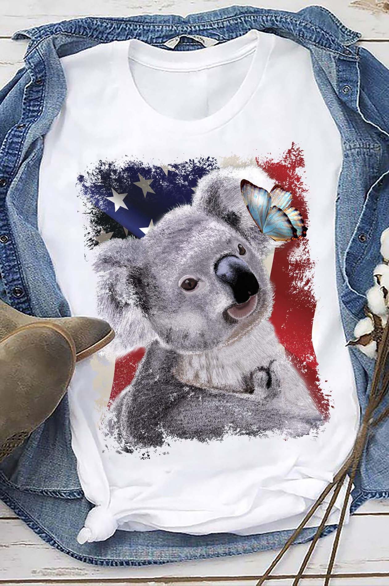 Koala and buttefly - America independence day, animal lover