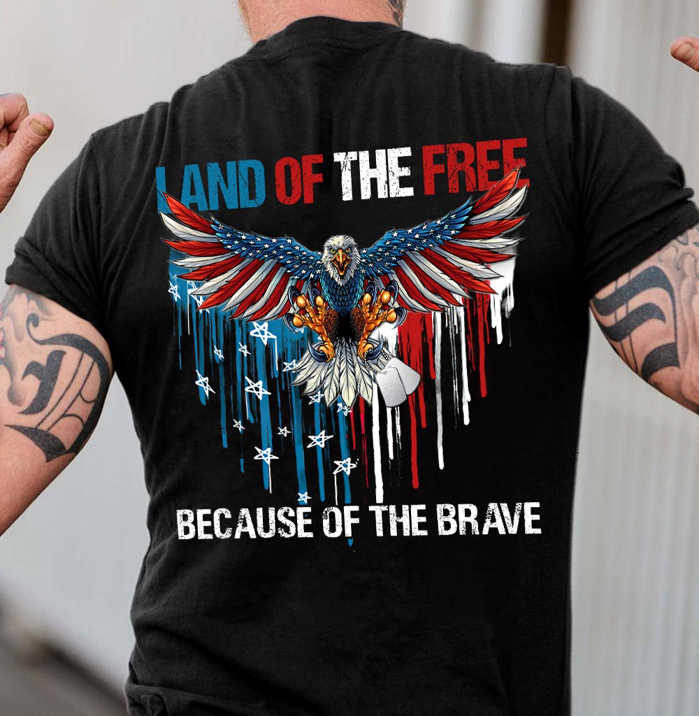 Land of the free because of the brave - America flag with eagle