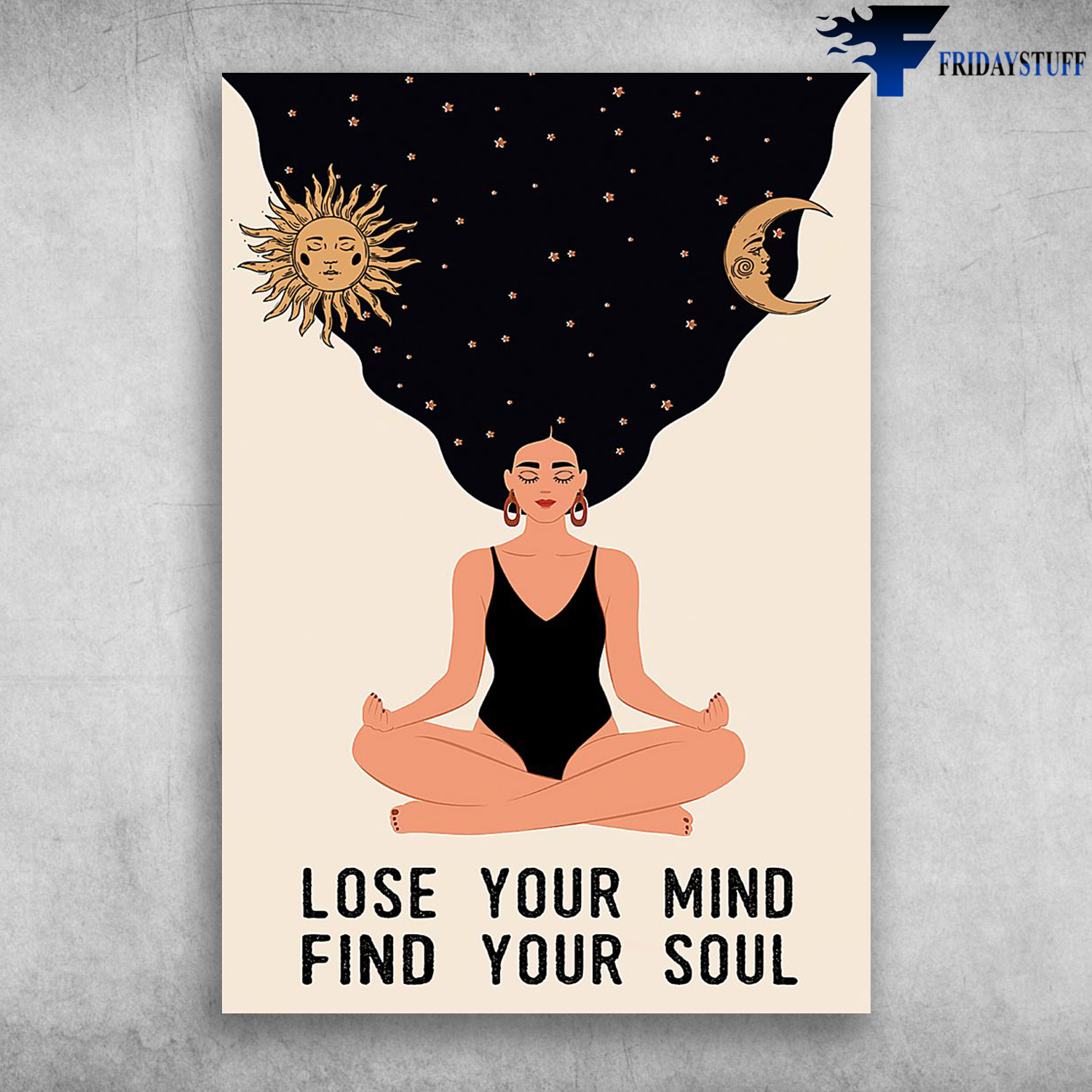 Meditating Girl - Lose Your Mind, Fine Your Soul, Sun And Moon, Yoga Girl